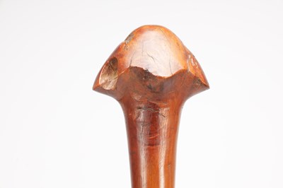 Lot 1021 - A 19TH CENTURY NEW CALEDONIAN KANAK WOOD WAR CLUB WITH FIBRE WRAPPED GRIP
