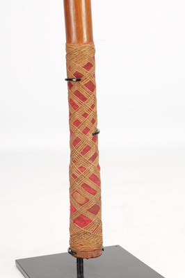 Lot 1021 - A 19TH CENTURY NEW CALEDONIAN KANAK WOOD WAR CLUB WITH FIBRE WRAPPED GRIP
