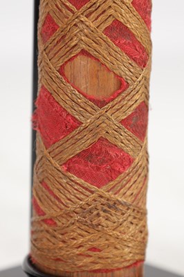 Lot 1021 - A 19TH CENTURY NEW CALEDONIAN KANAK WOOD WAR CLUB WITH FIBRE WRAPPED GRIP