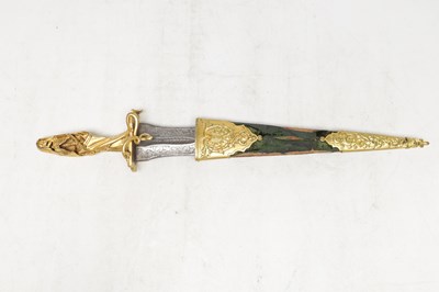 Lot 850 - A MID 19TH CENTURY FRENCH GILT BRONZE HILTED RITUAL DAGGER
