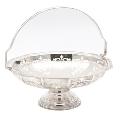 Lot 105 - A GEORGE V ENGLISH SILVER SWING-HANDLED BASKET