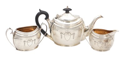 Lot 110 - A GEORGE V ENGLISH SILVER THREE PIECE TEA SET