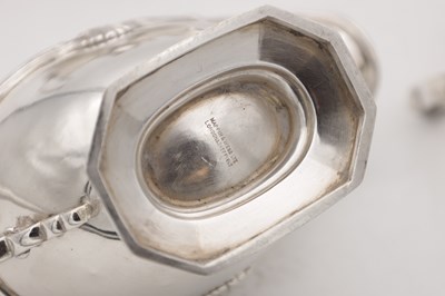 Lot 18 - A SET OF FOUR MID 20TH CENTURY ENGLISH SILVER SAUCE BOATS BY MAPPIN AND WEBB