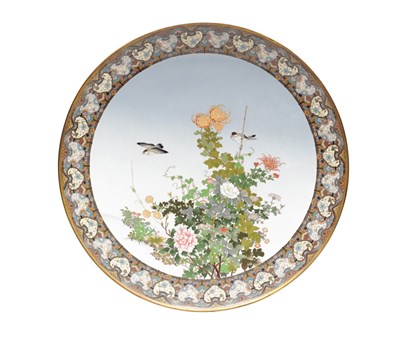 Lot 740 - A MEIJI PERIOD JAPANESE CLOISONNE ENAMEL CHARGER