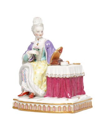 Lot 608 - A 19TH CENTURY MEISSEN PORCELAIN ALLEGORICAL FIGURE GROUP