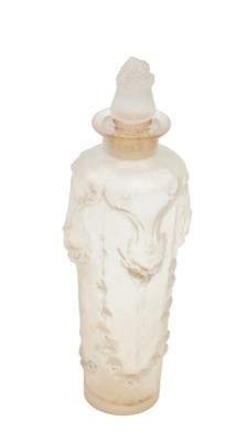 Lot 562 - RENE LALIQUE A FROSTED GLASS 'PAN' PERFUME BOTTLE AND STOPPER