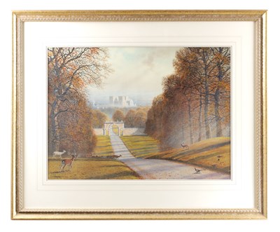 Lot 898 - T. ALLIS A WATERCOLOUR VIEW OF RIPON CATHEDRAL FROM FOUNTAINS ABBEY