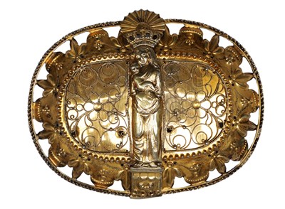 Lot 21 - A 19TH CENTURY CONTINENTAL SILVER GILT RELIQUARY BELT BUCKLE