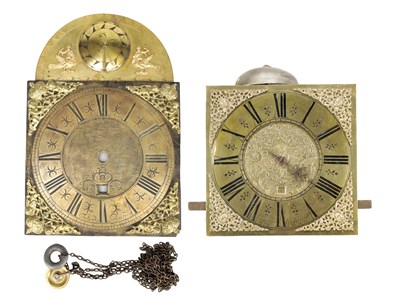 Lot 1182 - AN 18TH CENTURY 30 HOUR LONGCASE CLOCK MOVEMENT WITH 11 INCH BRASS DIAL