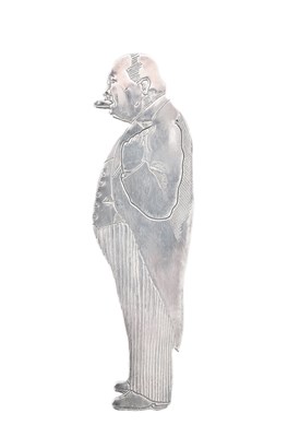 Lot 56 - A LATE 20TH CENTURY ENGLISH SILVER FIGURAL BOOKMARK IN ORIGINAL FITTED LEATHER CASE
