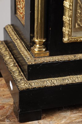 Lot 1240 - PB BRADFORD, LONDON, A LARGE LATE 19TH CENTURY ORMOLU MOUNTED EBONISED QUARTER CHIMING BRACKET CLOCK