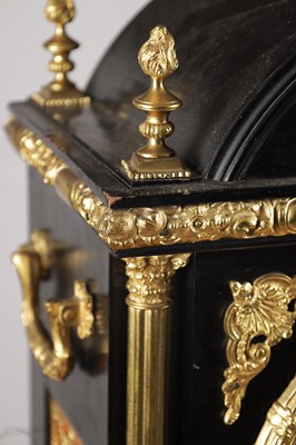 Lot 1240 - PB BRADFORD, LONDON, A LARGE LATE 19TH CENTURY ORMOLU MOUNTED EBONISED QUARTER CHIMING BRACKET CLOCK
