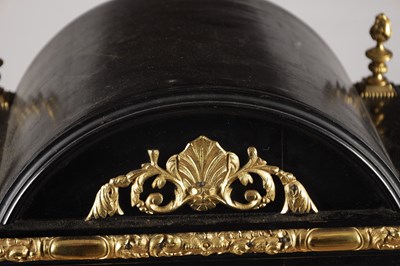 Lot 1240 - PB BRADFORD, LONDON, A LARGE LATE 19TH CENTURY ORMOLU MOUNTED EBONISED QUARTER CHIMING BRACKET CLOCK