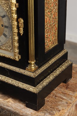 Lot 1240 - PB BRADFORD, LONDON, A LARGE LATE 19TH CENTURY ORMOLU MOUNTED EBONISED QUARTER CHIMING BRACKET CLOCK