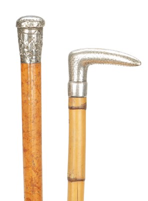 Lot 1449 - TWO LATE 19TH CENTURY SILVER MOUNTED WALKING CANES