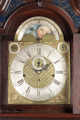 Lot 1259 - JOSEPH FINNEY, LIVERPOOL. A GEORGE III FIGURED MAHOGANY MUSICAL LONGCASE CLOCK